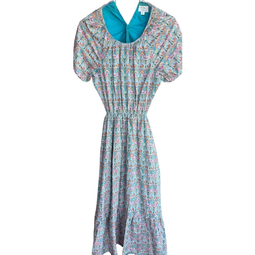 J Crew Liberty Floral Open Back Midi Dress Womens 6 Pockets Cotton Blue Garden